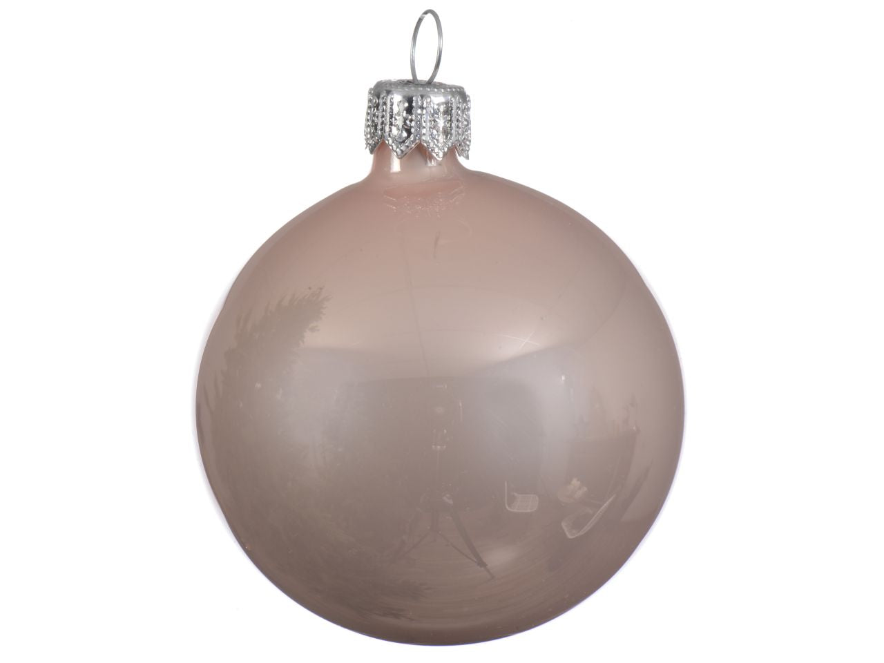 Palla di natale in vetro finitura smaltata colore rosa tenue misura d.15cm