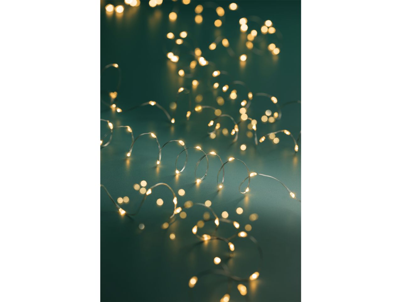 Luci natalizie micro led a stringa fisse per uso esterno colore argento bianco caldo misura lun.895cm misura del led micro numero di led 180
