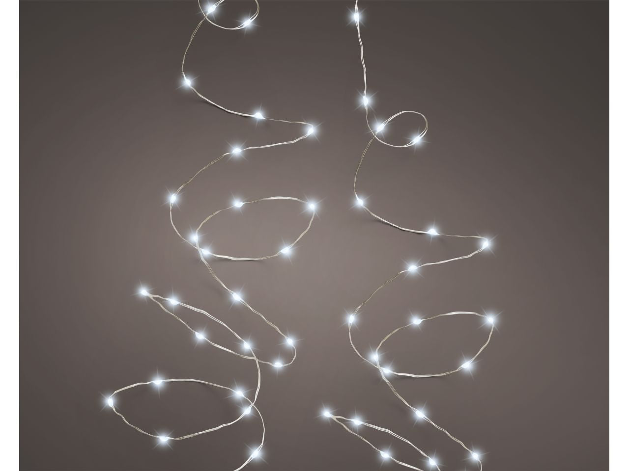 Luci natalizie micro catena led con 8 funzioni effetto scintillio colore argento bianco freddo misura lun.595cm misura del led micro numero di led 120