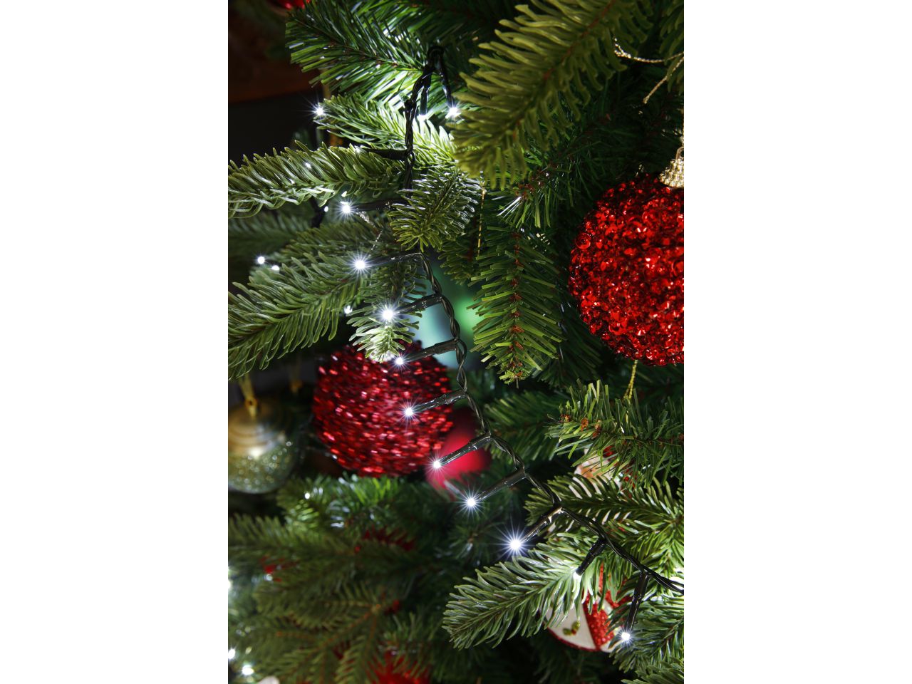 Luci natalizie compatte a led con 8 funzioni effetto scintillio per uso esterno colore verde bianco freddo misura lun.4500cm misura del led 3mm numero di led 2000