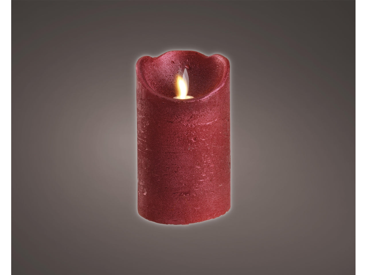 Candela cilindrica a led rossa con fiamma ondeggiante bianco caldo d.7,5x12,5cm Decoris