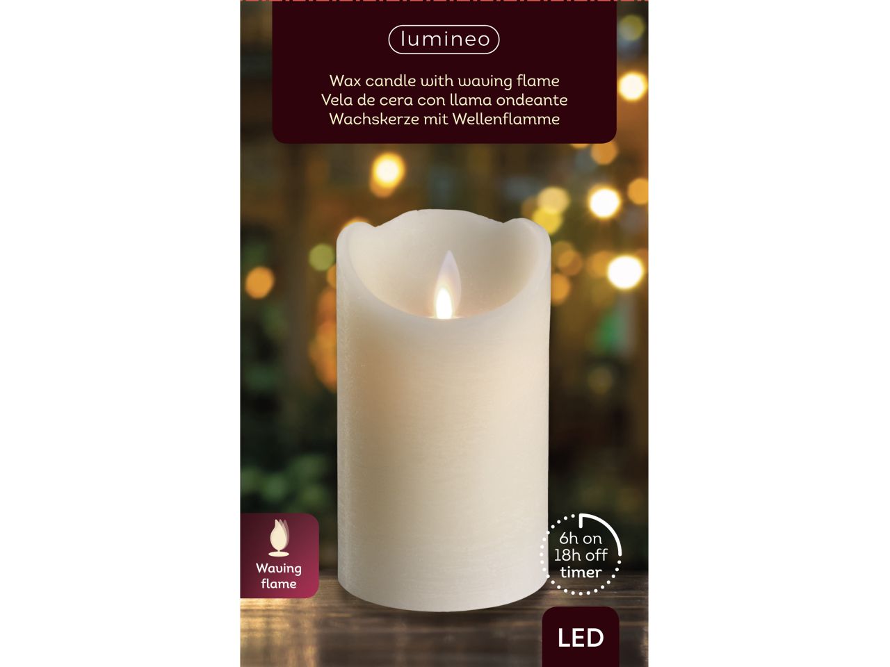 Candela led ondulata in cera ad uso interno colore panna bianco caldo misura alt.12.5cmd.7.5cm 3mm 1