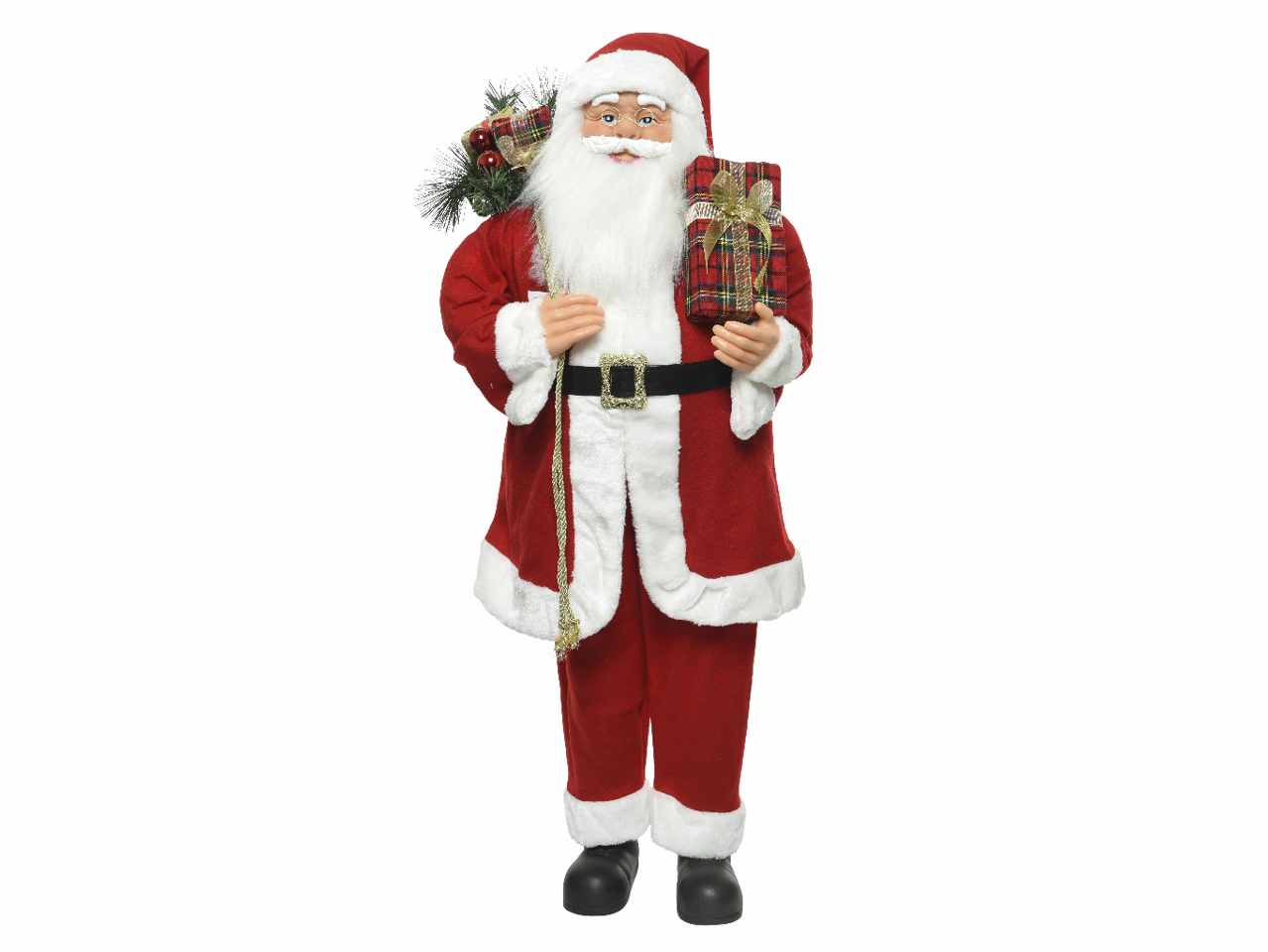 Babbo natale poliestere con doni 26x40x110cm rosso
