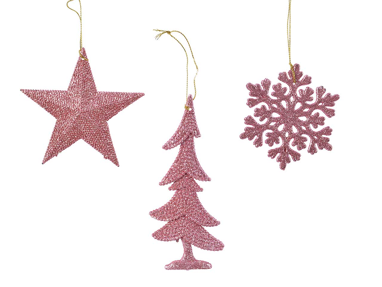 Pendente natalizio rosa glitterato 10,50cm