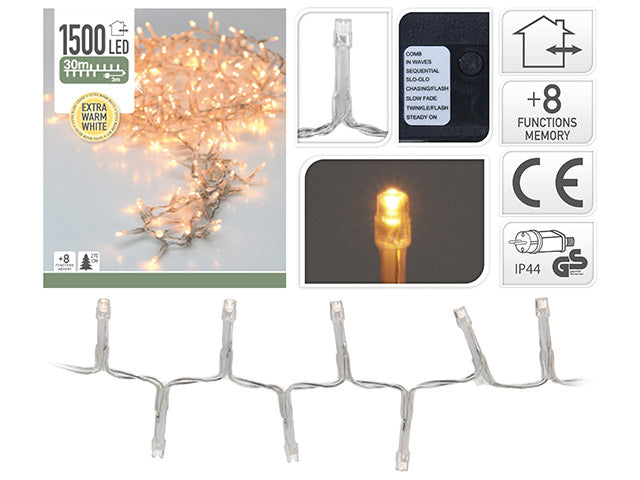 Catena luci 1500led bianco caldo filo tra.uso esterno ax8511260