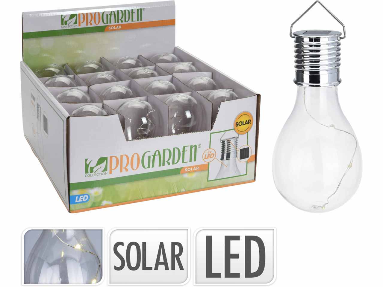 Lampadina solare da giardino in plastica a LED bianco caldo, illuminazione fissa, autonomia 6 ore - 7x15 cm - Koopman