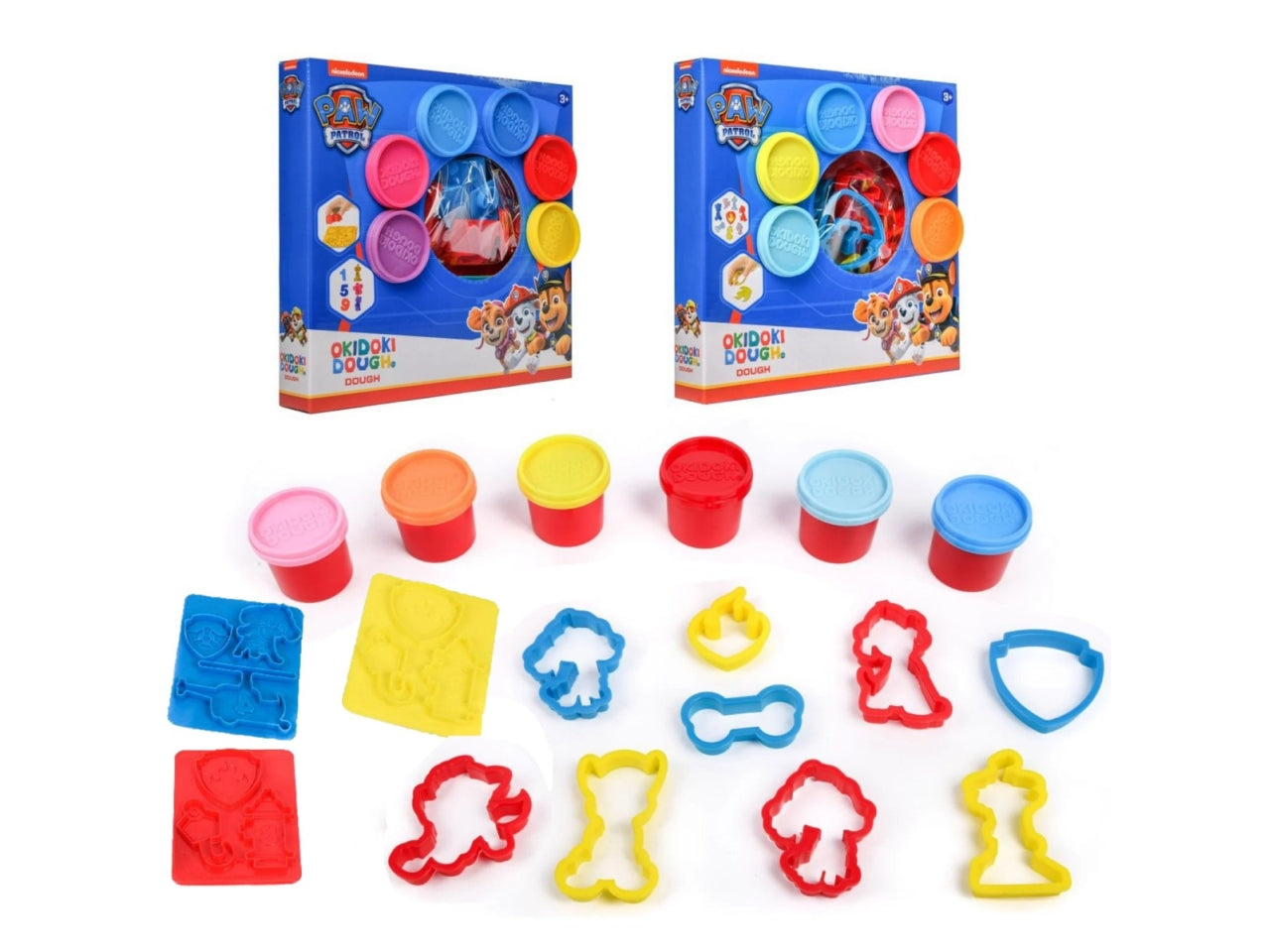 Okidoki plastilina paw patrol set di 6 vasetti e formine