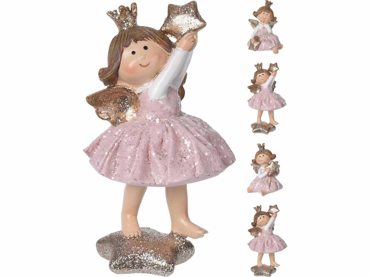 Angelo in resina rosa 12cm