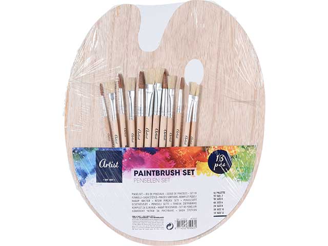 Pennelli EH Excellent Houseware con misure diverse con tavolozza in legno colore manico legno