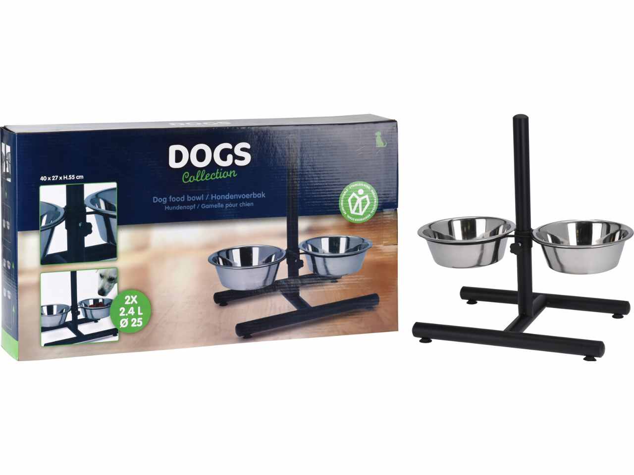 Ciotola cani doppia c/supportoa12650060