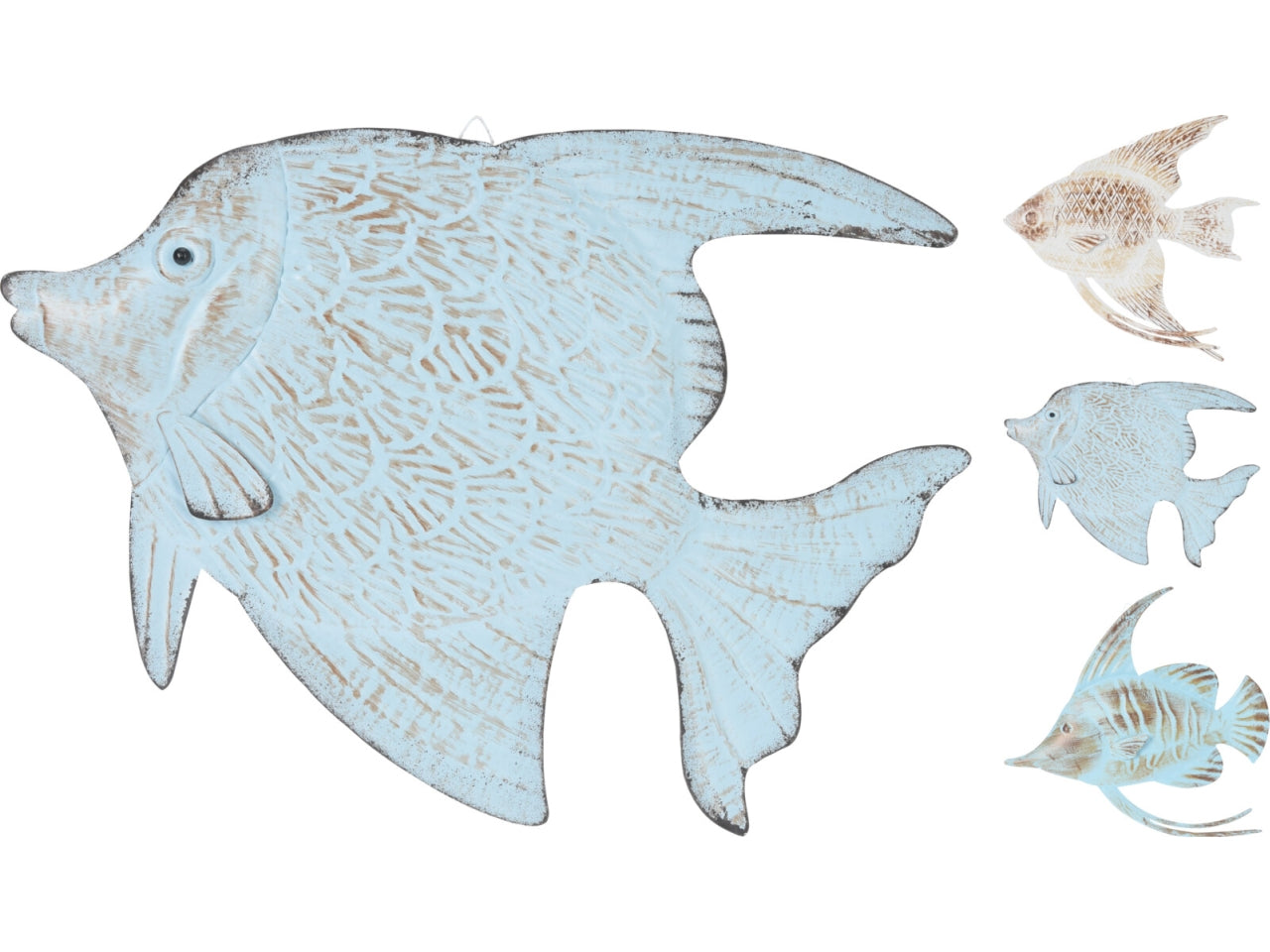 Pesce decorativo da parete in metallo colori assortiti - 36x34 cm - Koopman