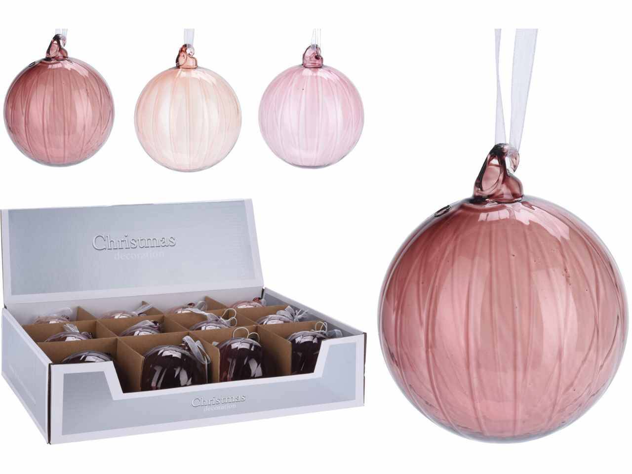 Sfera in vetro ashley d.8cm rosa