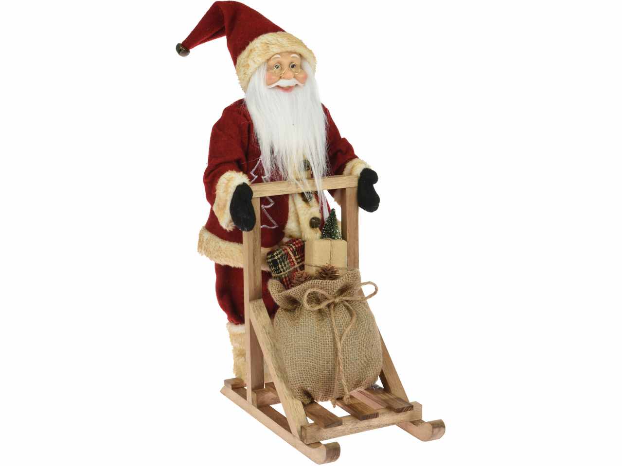 Babbo natale con slitta rosso 25x45cm