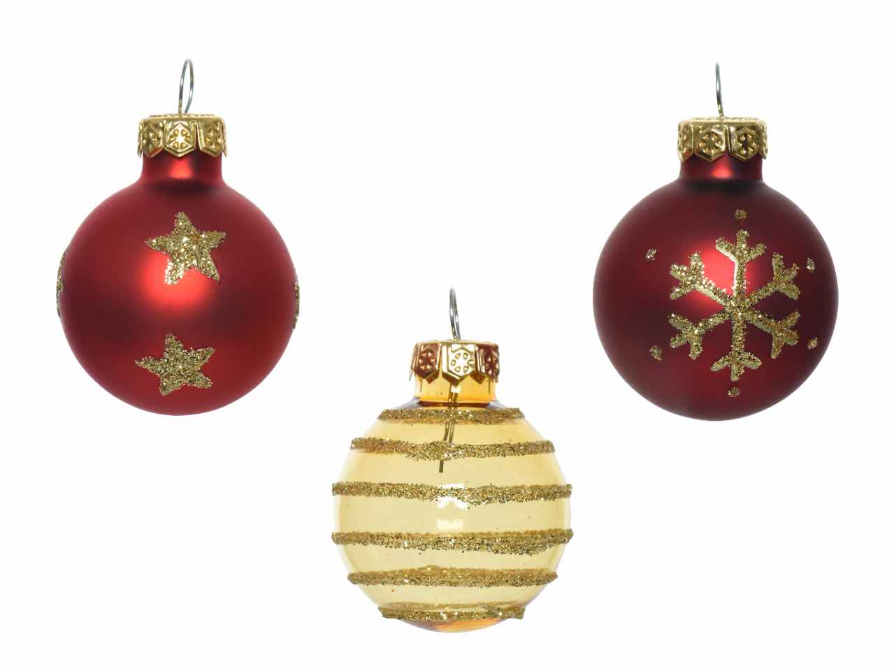 Sfera in vetro d.3cm 9pezzi nei colori rosso e oro