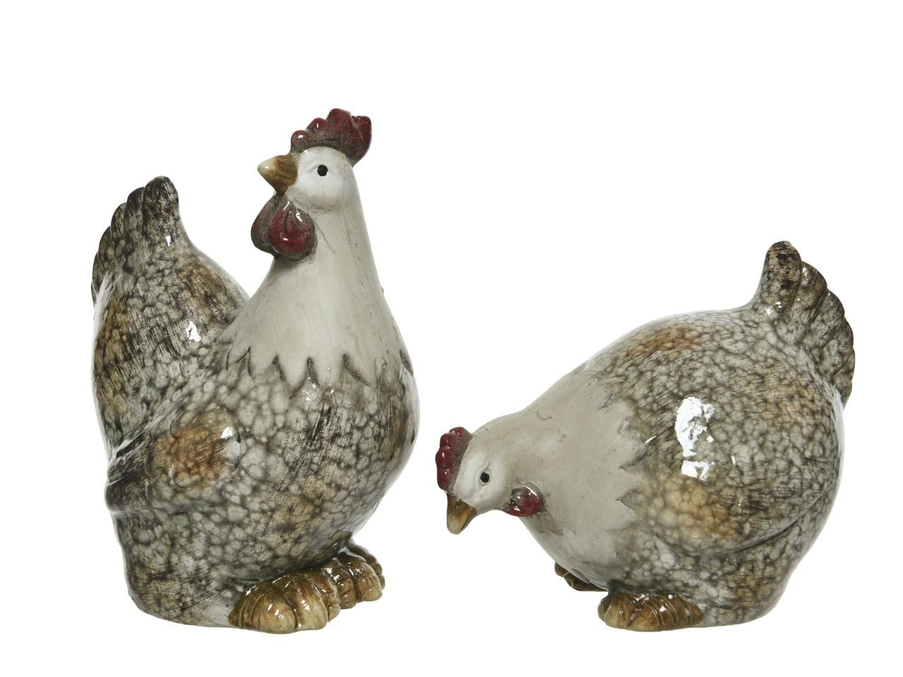 Gallina decorativa in terracotta smaltata country multicolor - 10x11x8cm - Kaemingk