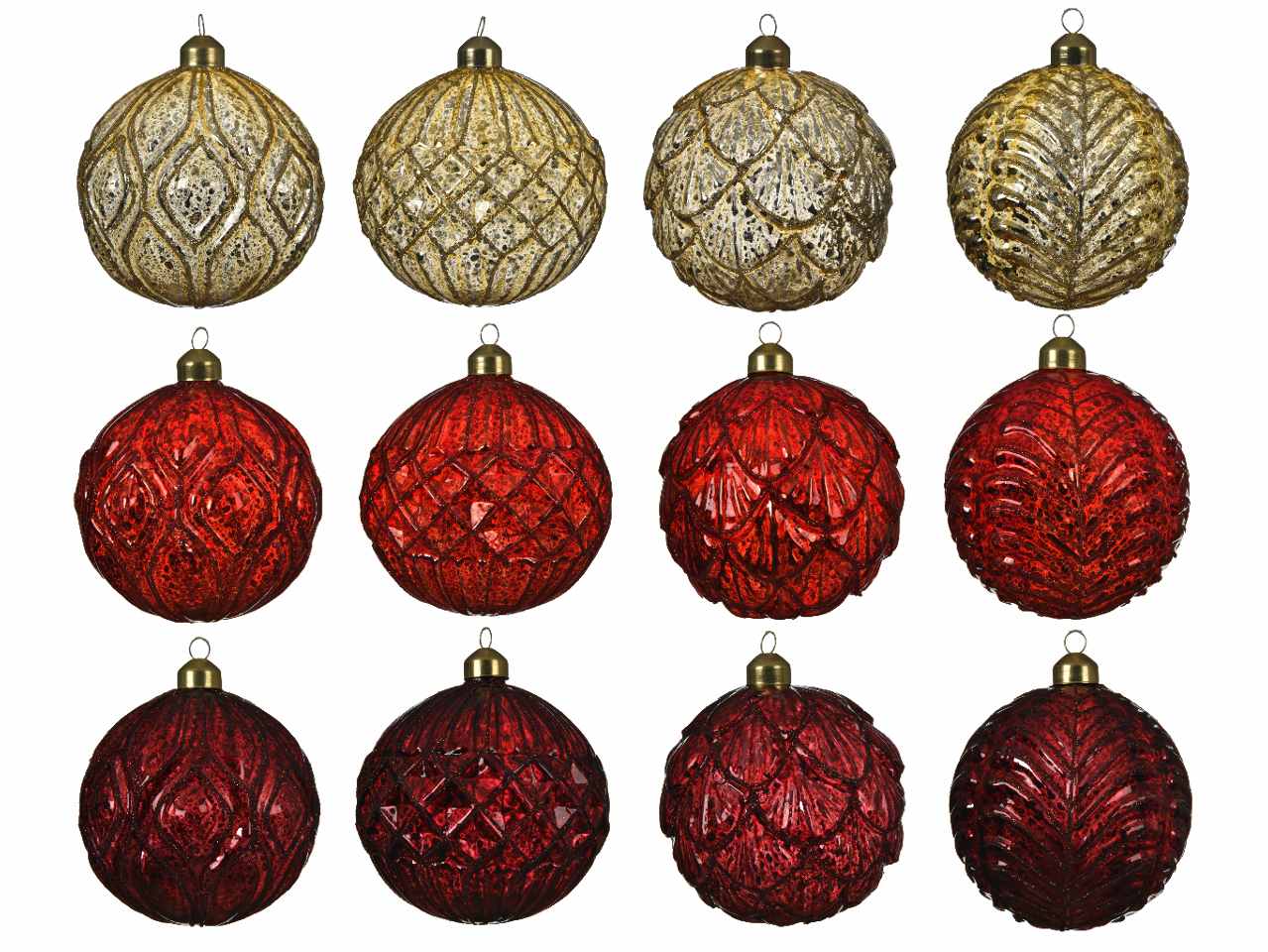 Sfera in vetro decorazioni a rilievo d.10cm assortiti