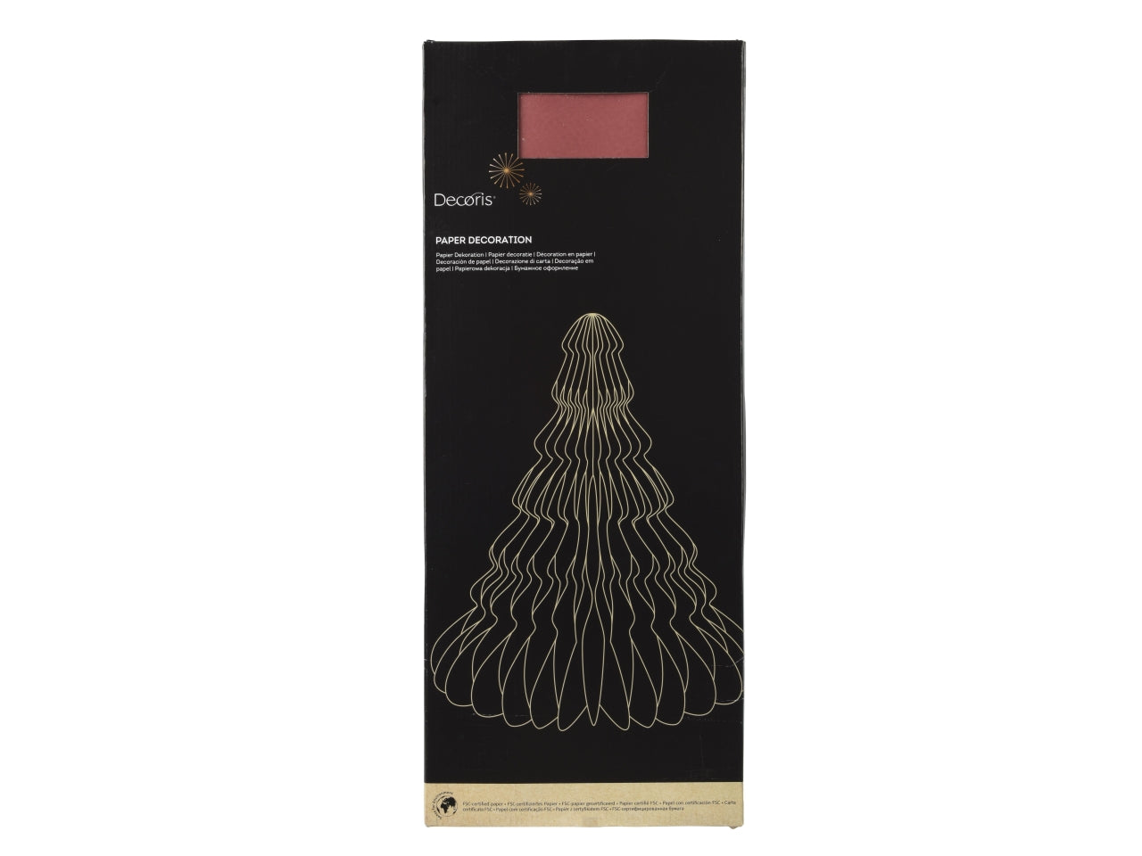 Pendente alberello in carta d.72x90cm rosso bordo verniciato champagne chiusura magnetica