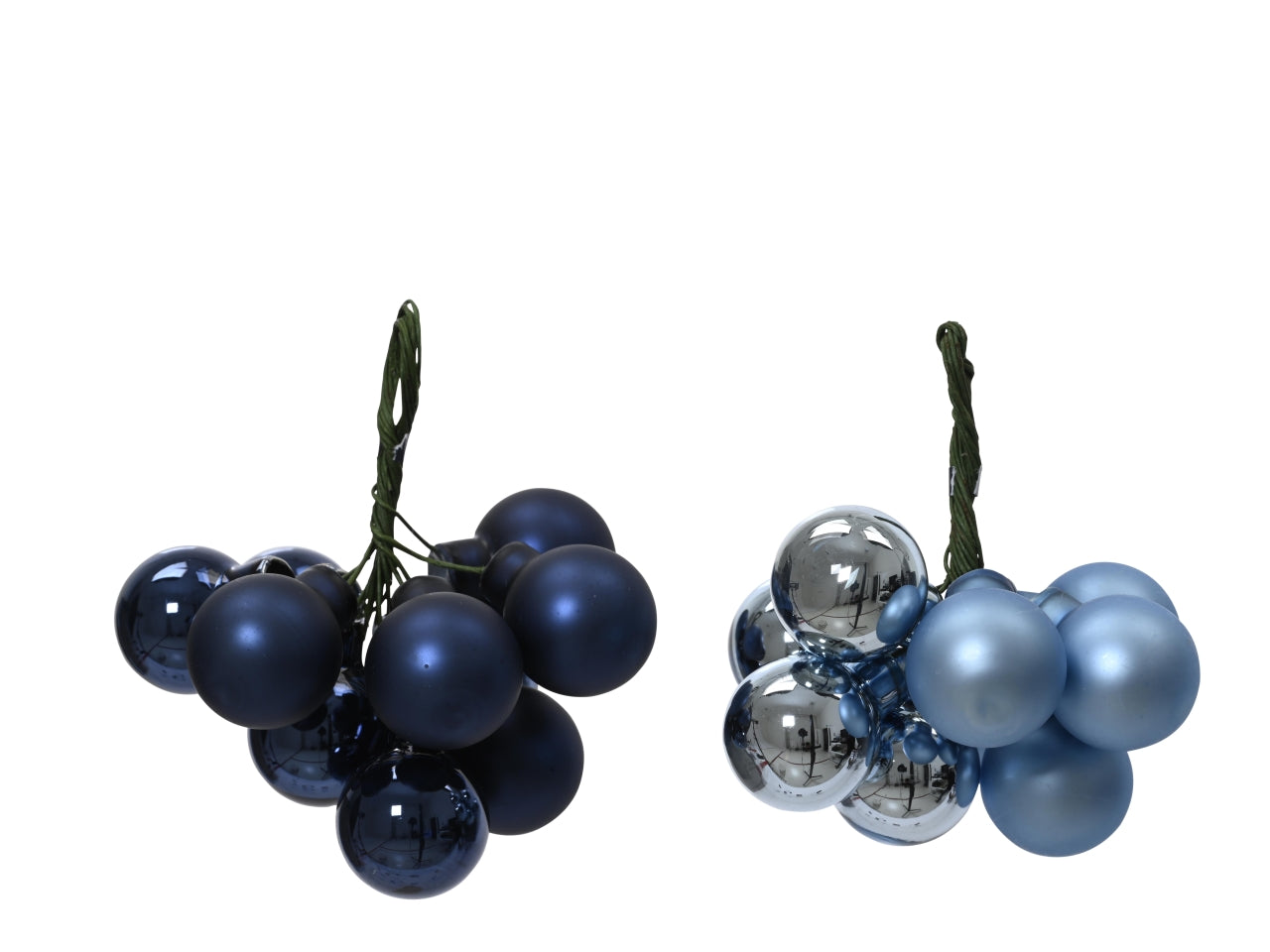 Pendente palle a grappolo di vetro d.2cm lucide, opache blue