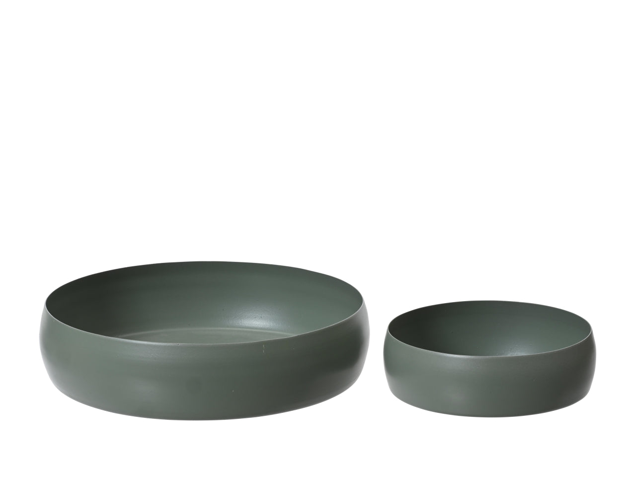 Piatto con vassoio di ferro d.22x5,5cm rotondo verniciato a polvere verde