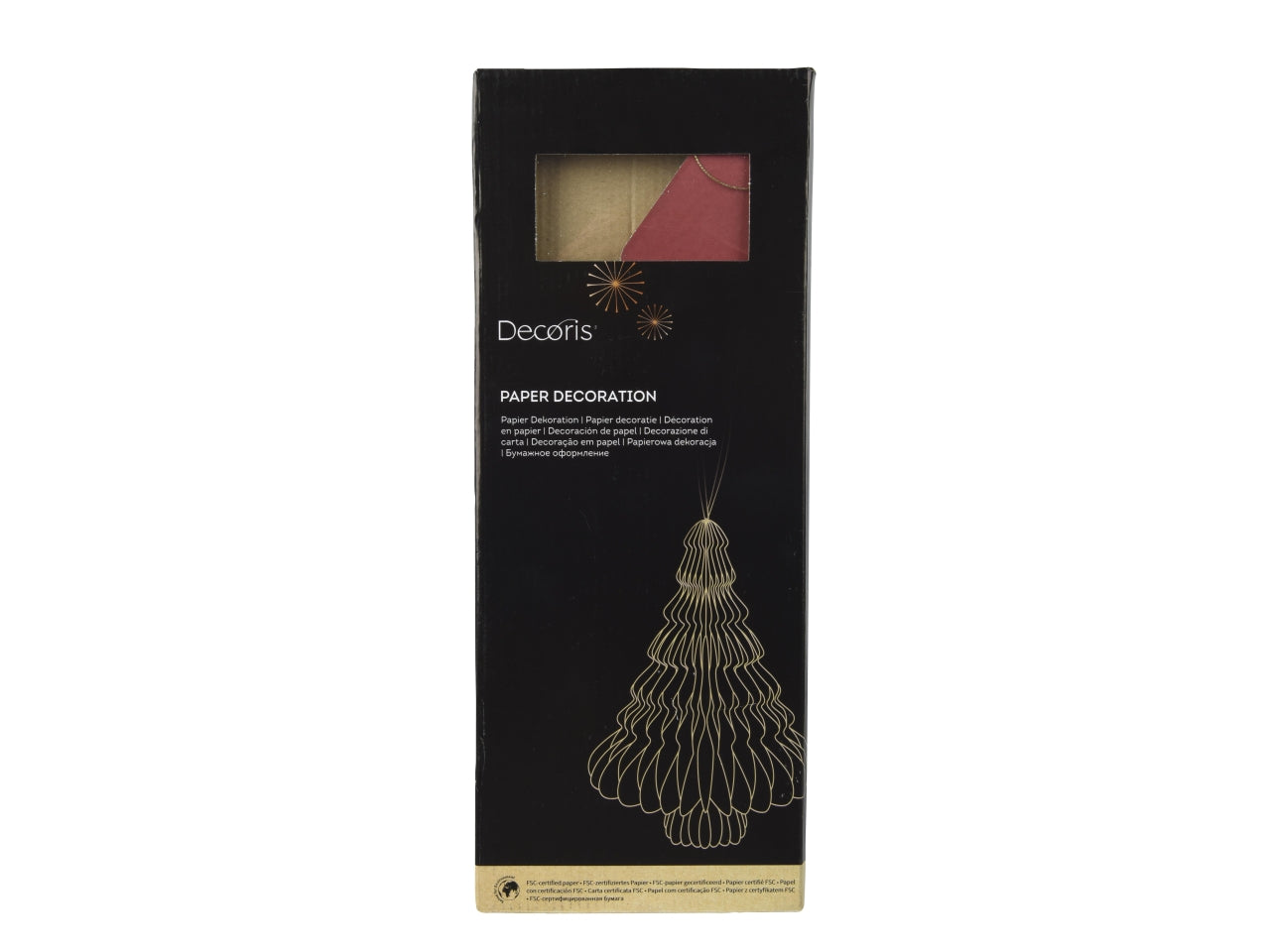 Pendente alberello in carta d.30x40cm rosso bordo verniciato champagne chiusura magnetica