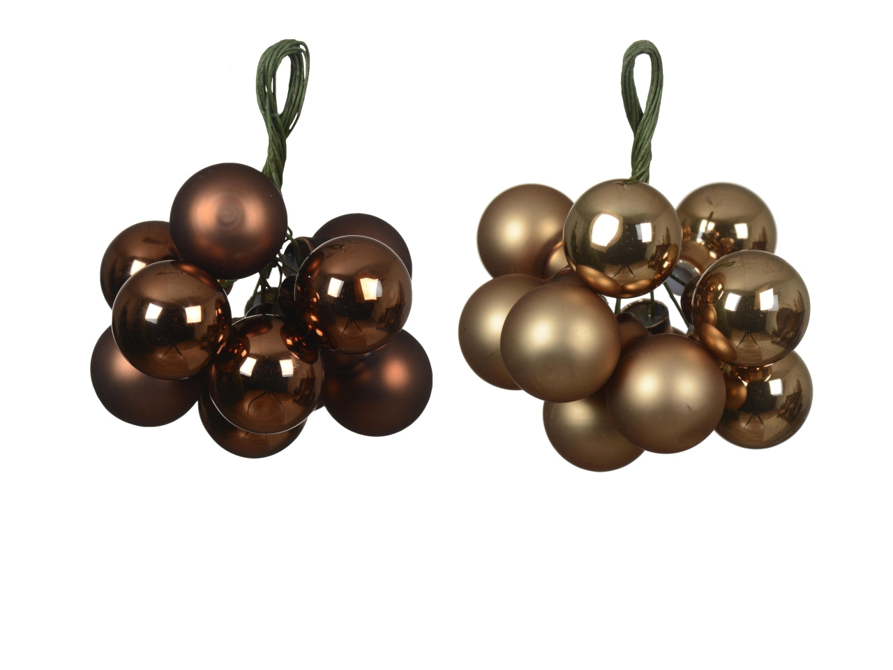 Pendente palle a grappolo di vetro d.2cm lucide, opache marrone