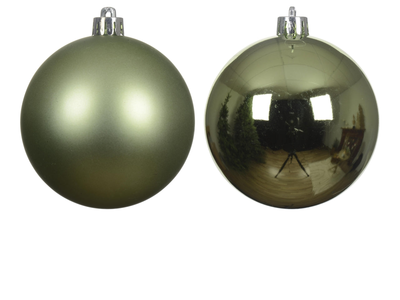 Palla natalizia tè verde opaca e lucida in plastica d.6 cm, set da 12 palle - Decoris