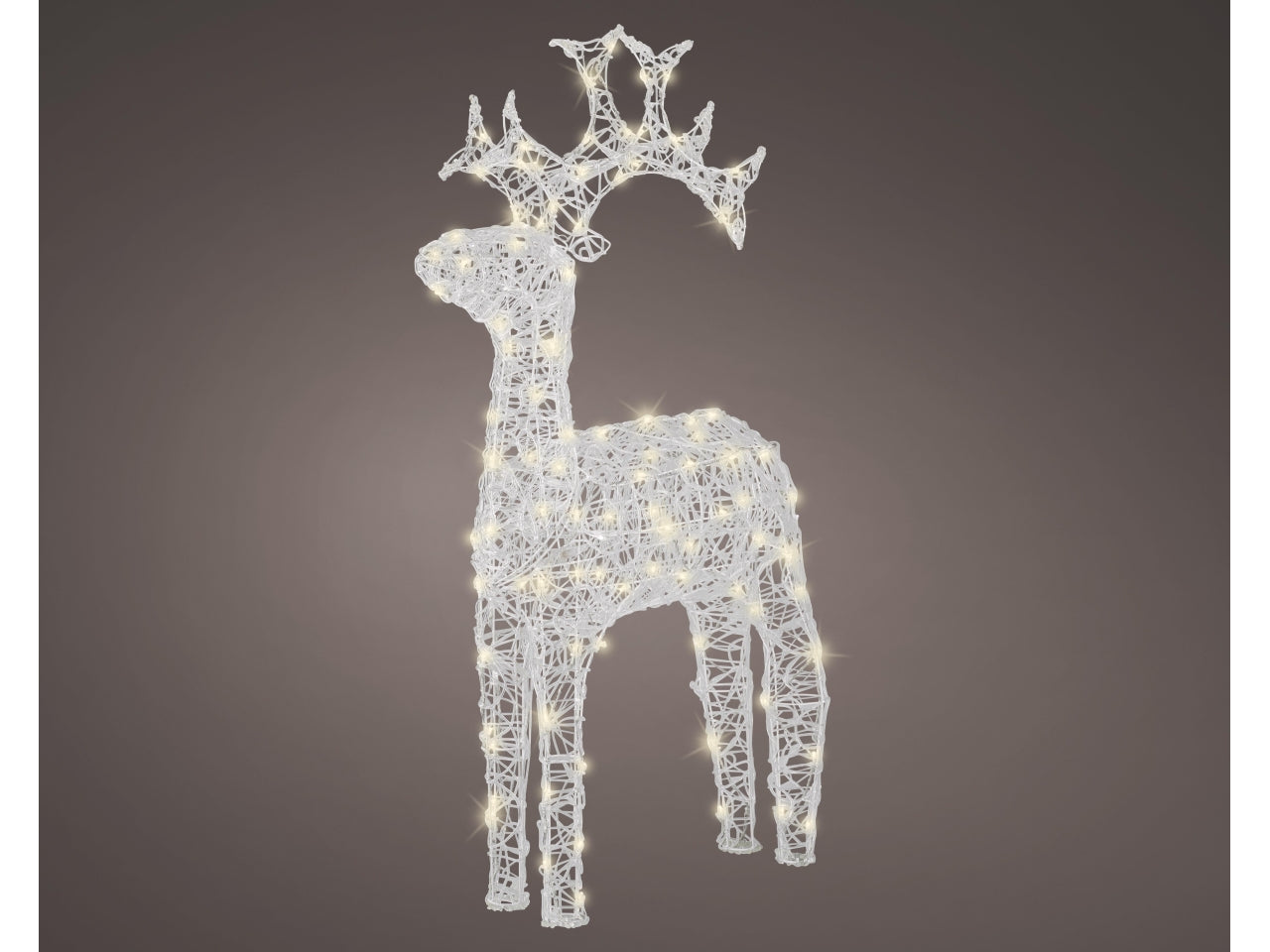 Renna 3D luminosa bianco caldo con 120 led effetto lampeggiante 72x23x116 cm - Lumineo