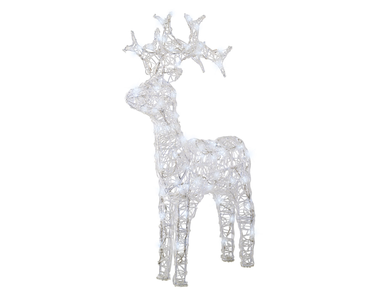Renna 3D luminosa bianco freddo con 80 led effetto lampeggiante 57,5x18x89 cm - Lumineo