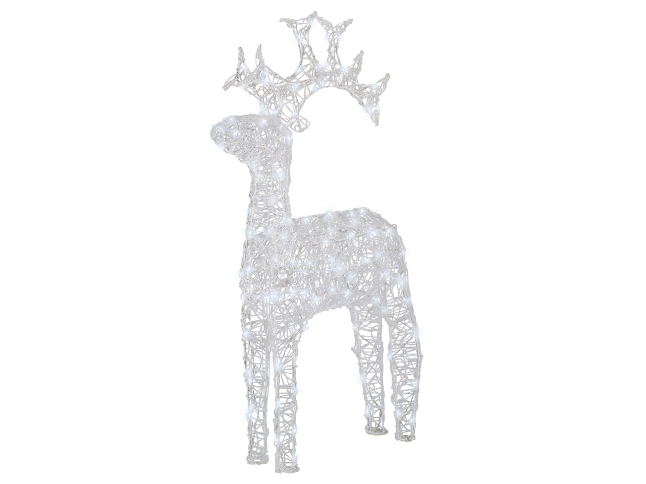 Renna 3D luminosa bianco freddo con 120 led effetto lampeggiante 72x23x116 cm - Lumineo