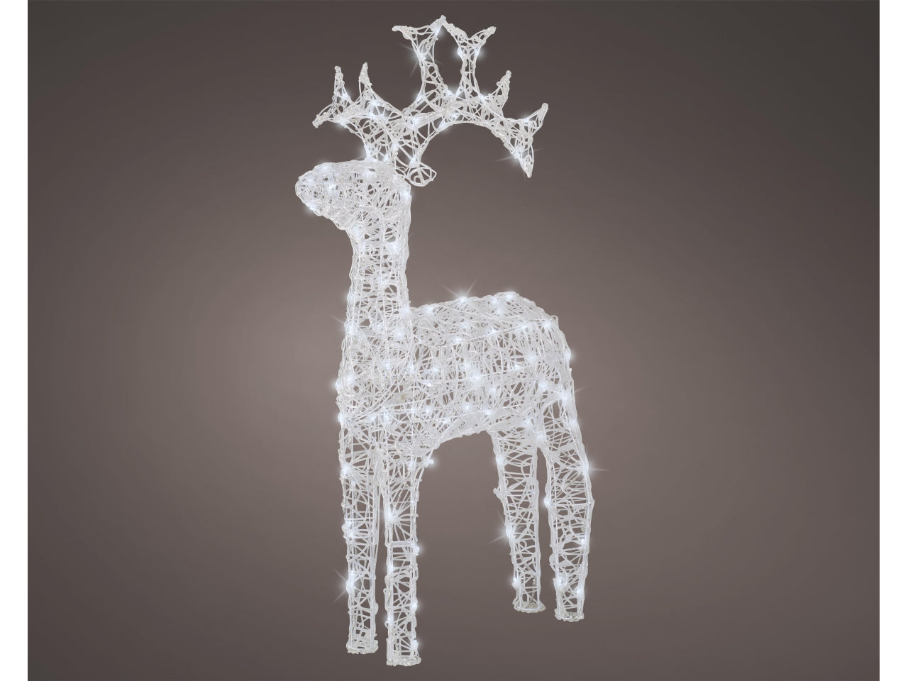 Renna 3D luminosa bianco freddo con 120 led effetto lampeggiante 72x23x116 cm - Lumineo
