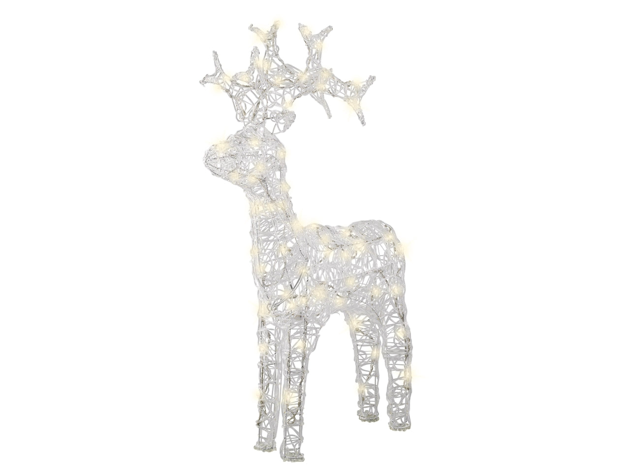 Renna decorativa morbida con led 57,5x18x89cm effetto lampeggiante bianca per uso esterno