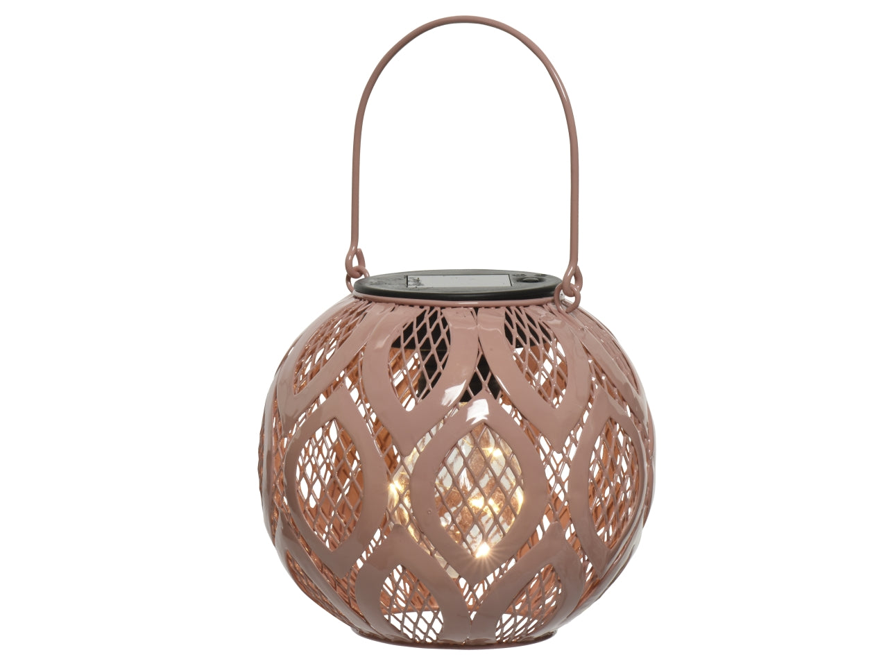 Lampada solare da giardino in metallo e plastica stile etnico, luce led bianco calda, modalità fissa, durata 6 ore - disponibile in 3 colori - h.12,5xd.13,5cm - Kaemingk
