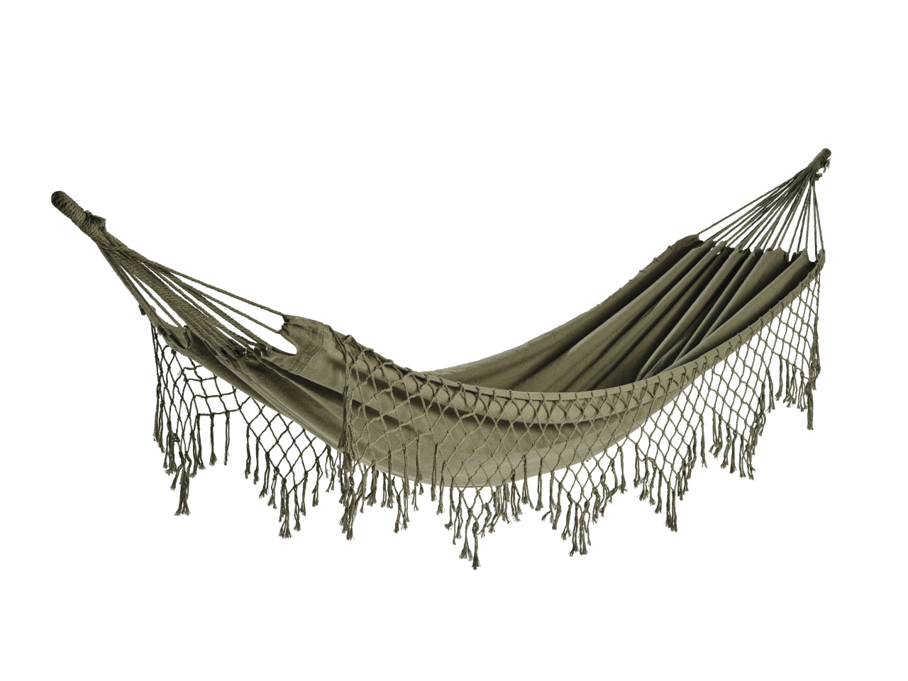 Amaca sospesa da esterno in cotone verdone con frange decorative - Kaemingk