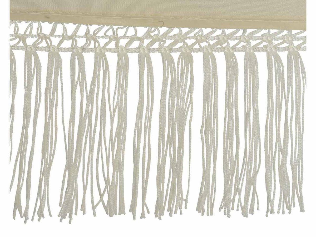 Ombrello con fodera in poliestere 160gr idrorepellente da esterno con frange bianche finiture del palo in legno verniciato a polvere stecche verniciate a polvere marrone pieghevole palo in acciaio d.28-32mm misure d.200xh.220cm 2 disegni assortiti