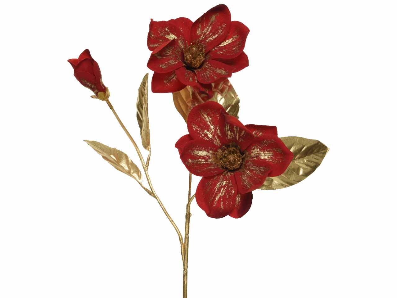 Magnolia poliestere 20x10x70cm rosso/ oro