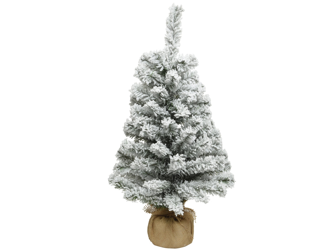 Alberello di natale mini innevato verde con base in juta d.35x60 cm - Everlands