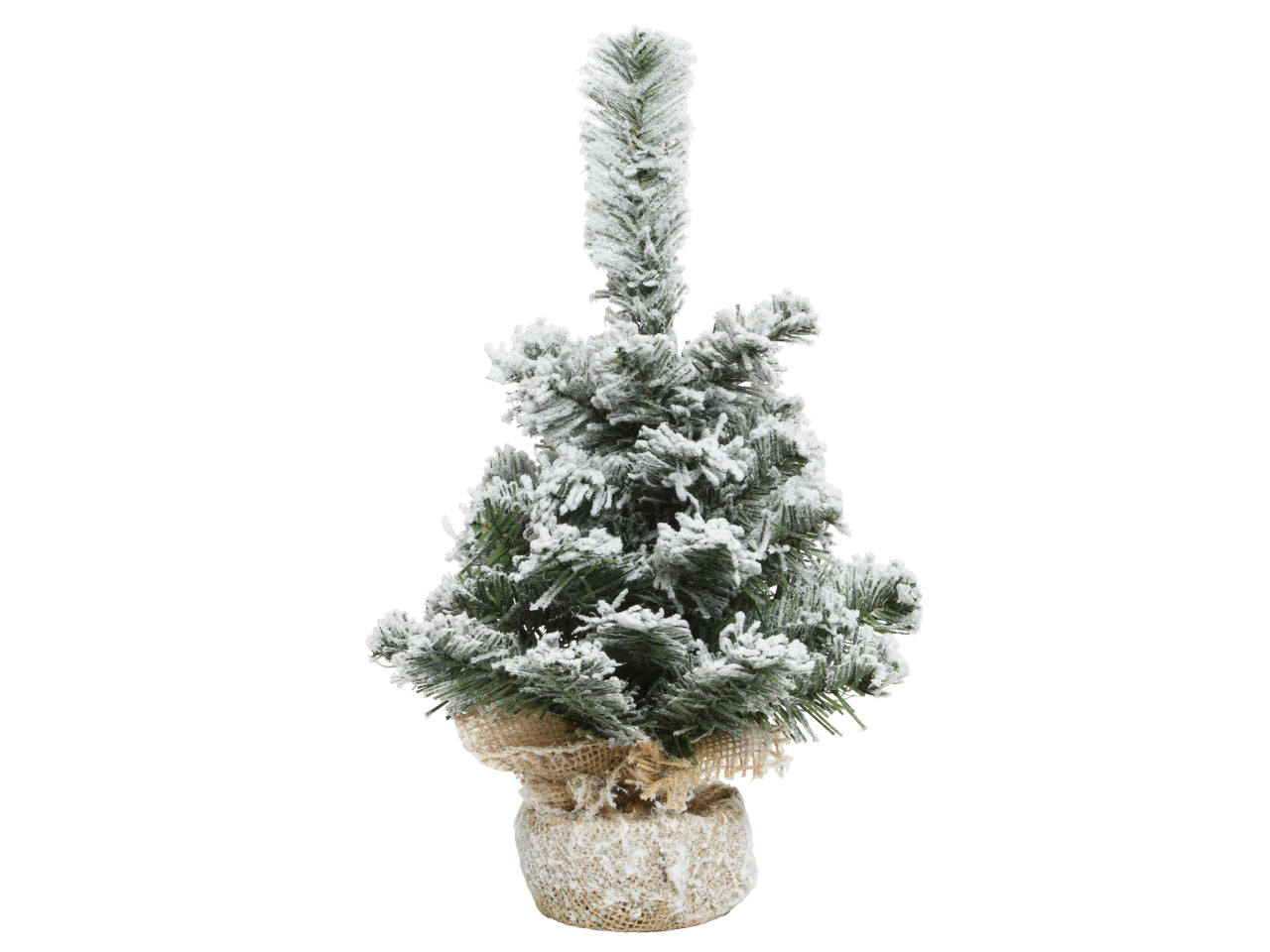 Alberello di natale mini innevato verde con base in juta d.25x35 cm - Everlands