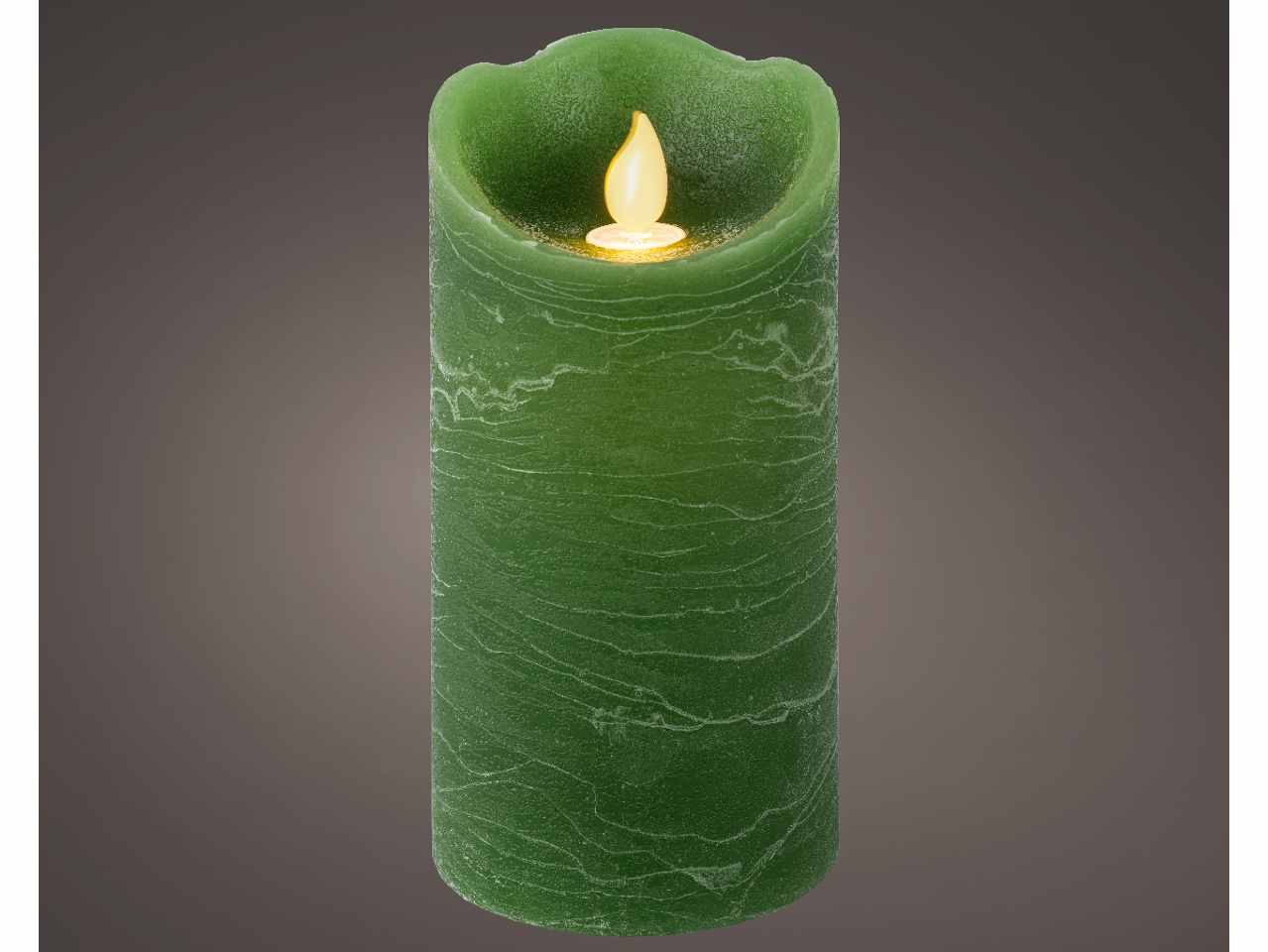 Candela verde led bianco caldo 15cm d.7,5cm funzionamento a batteria uso interno