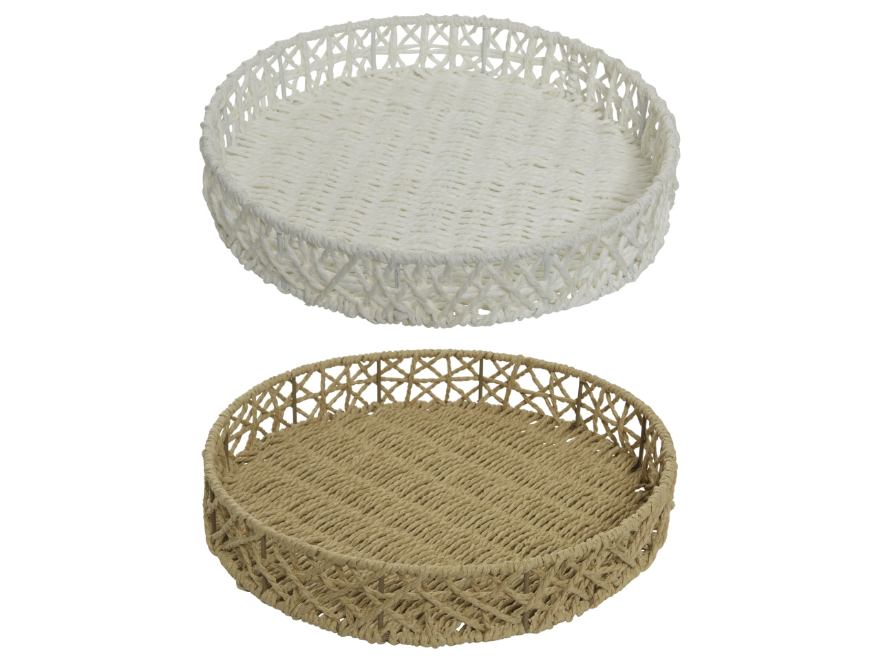 Vassoio centrotavola in corda rotondo stile country - altezza 6,5 cm, diametro 35 cm - brand Kaemingk