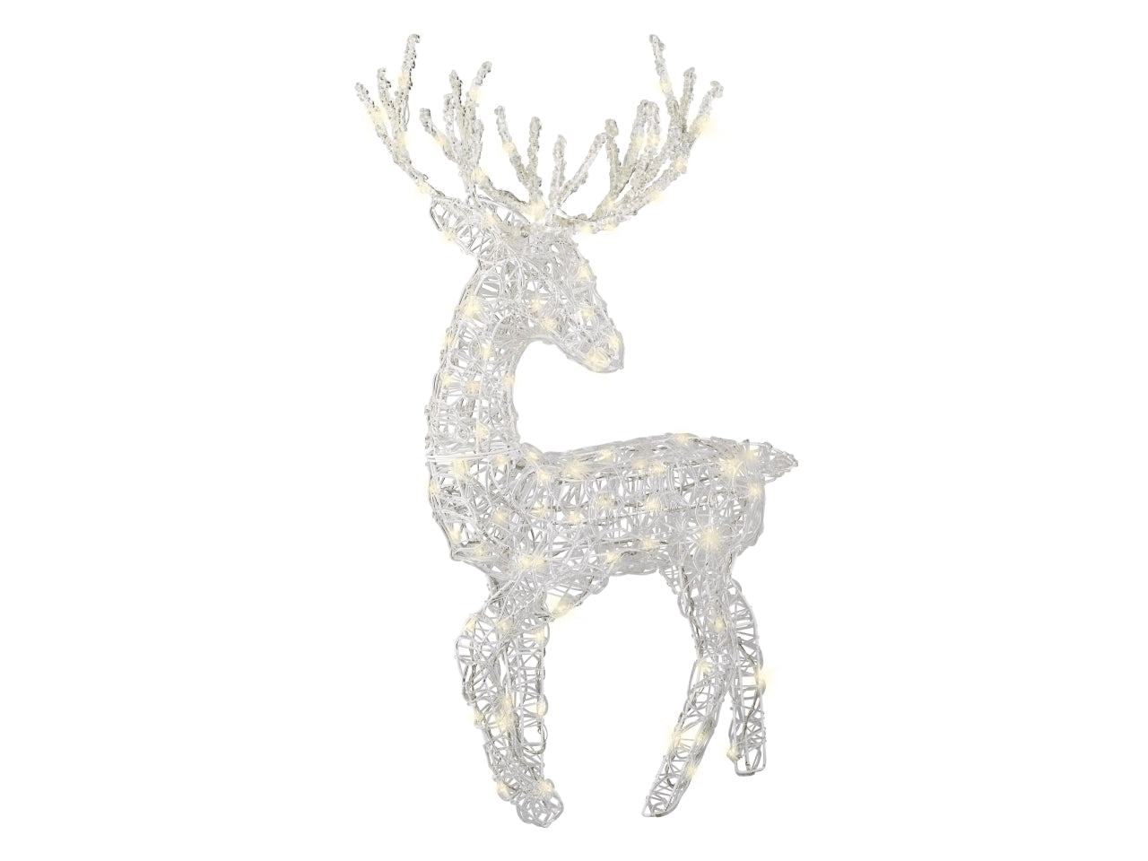 Renna decorativa con led 52x32x94cm effetto lampeggiante bianca per uso esterno