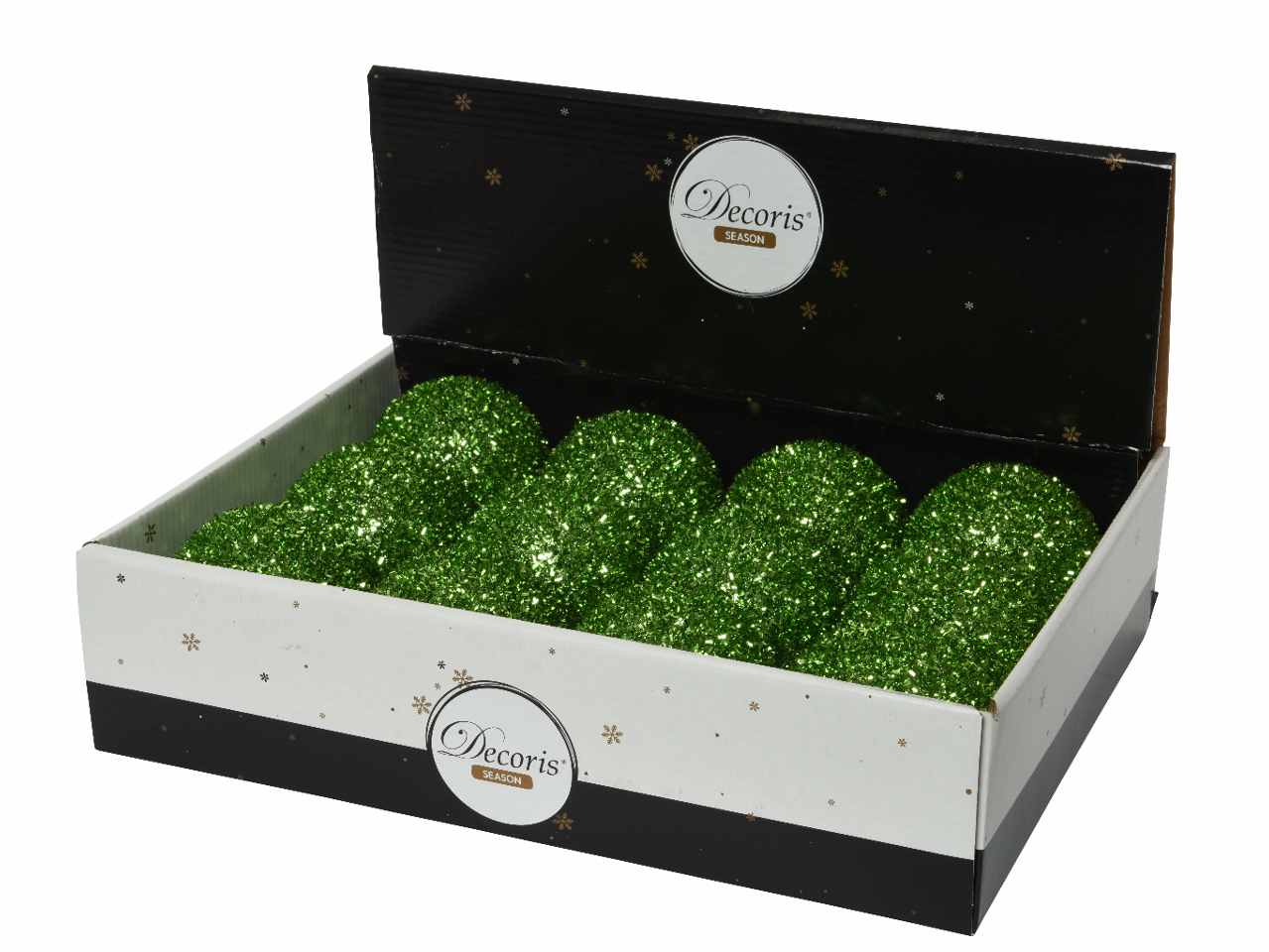 Sfera d.8cm verde con glitter foam