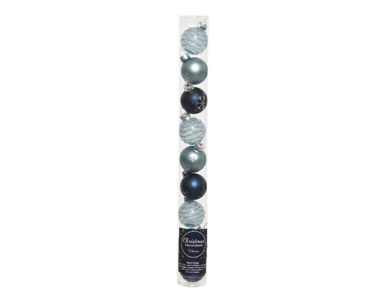 Sfera in vetro d.3cm 9pezzi nei colori celeste e blu