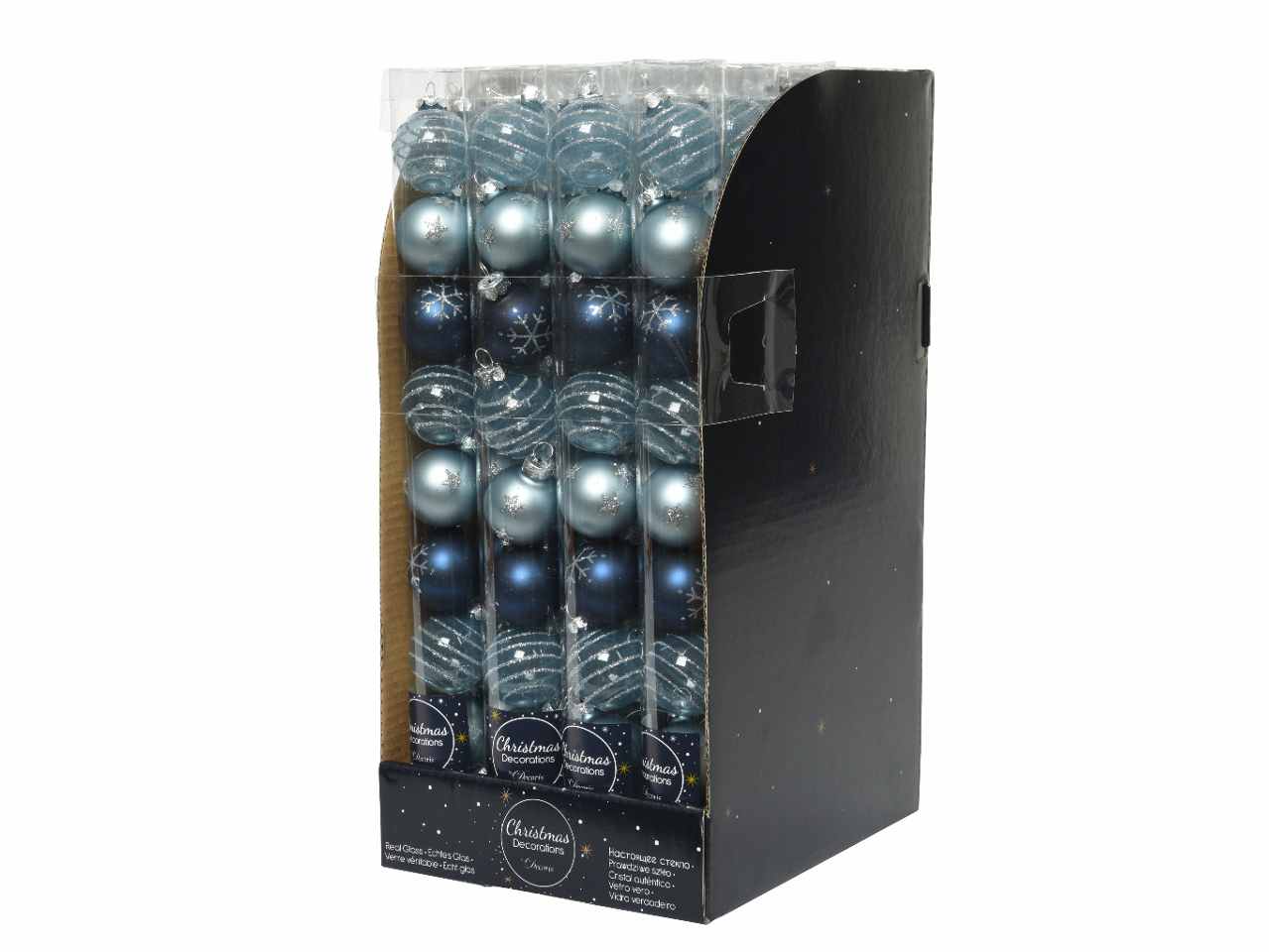 Sfera in vetro d.3cm 9pezzi nei colori celeste e blu