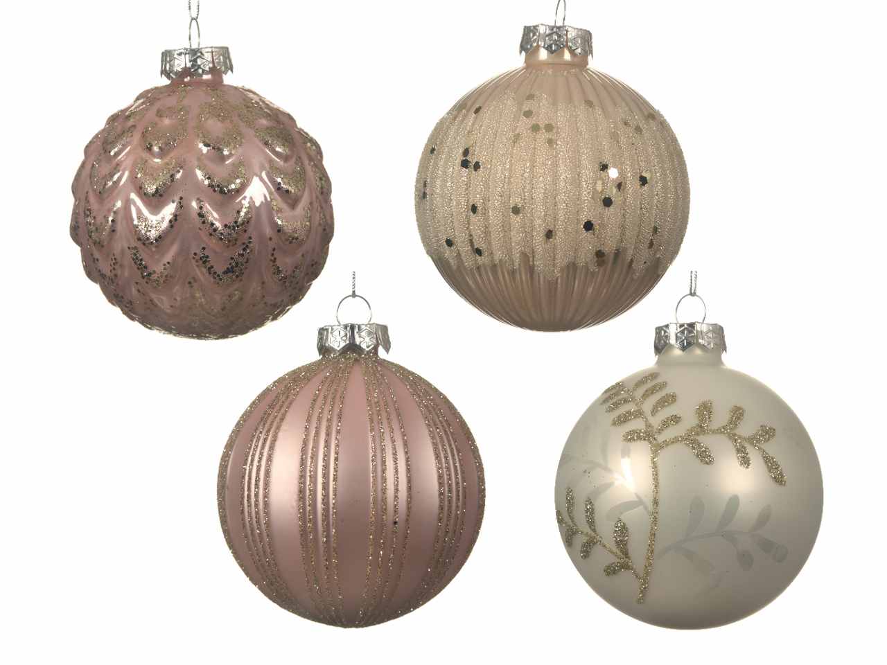 Sfera in vetro d.8cm nei colori bianco e rosa