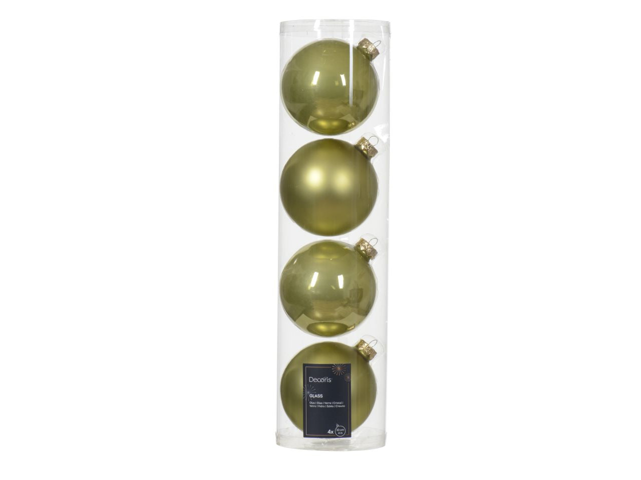 Palline di natale in vetro finitura smaltata e opaca colore pistacchio misura d.10cm