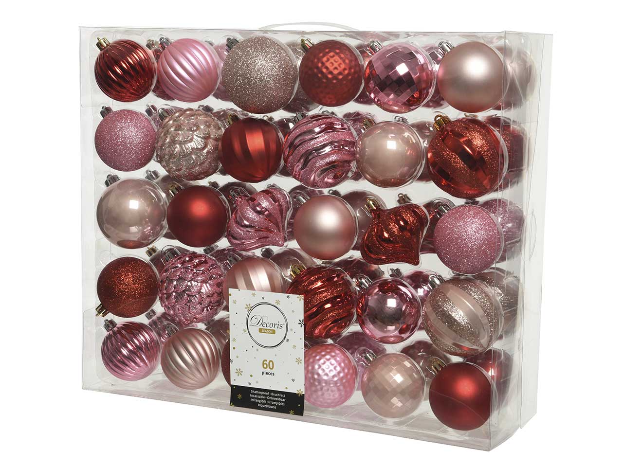 Sfera d.7cm 60 pezzi nei colori rosa e rosso