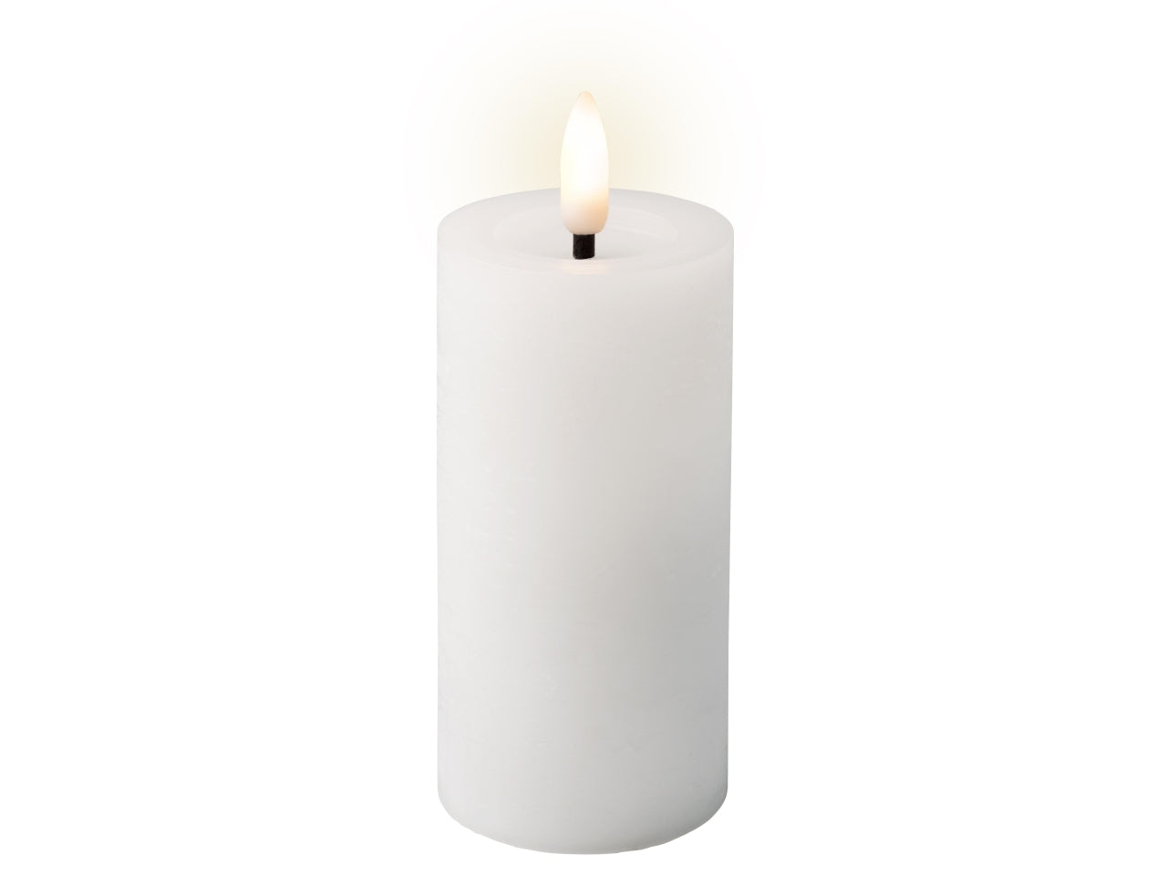 Candela con stoppino e led d.5x12,5cm a batteria bianca