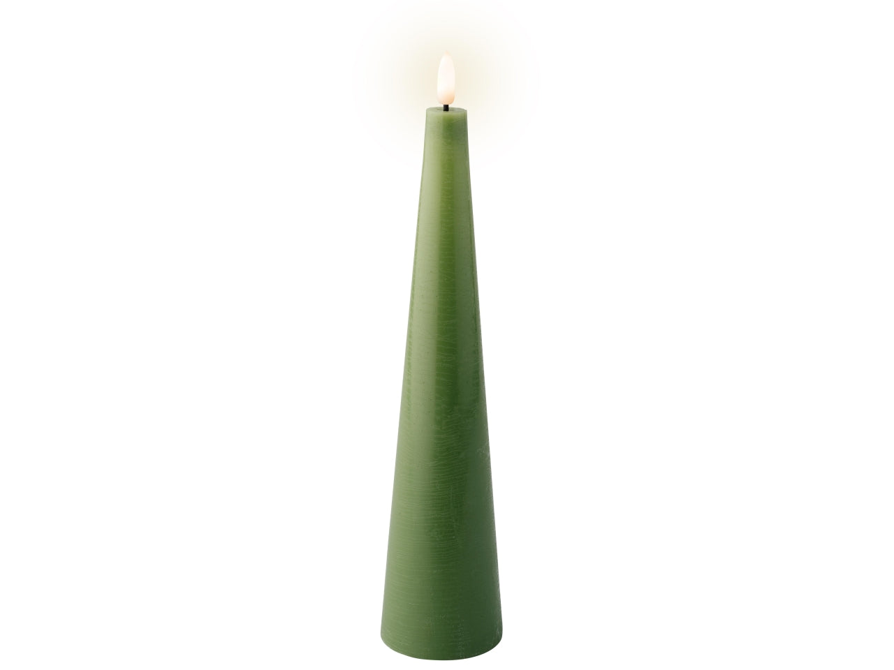 Candela con stoppino e led d.5,8x27,8cm a batteria verde