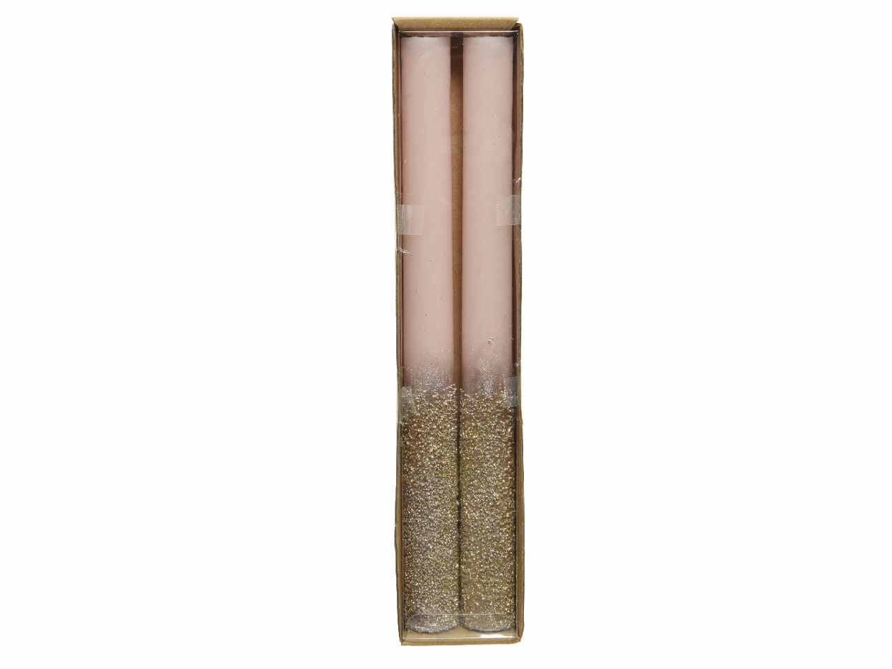 Candela con granelli e glitter 25xd.2,2cm cipria