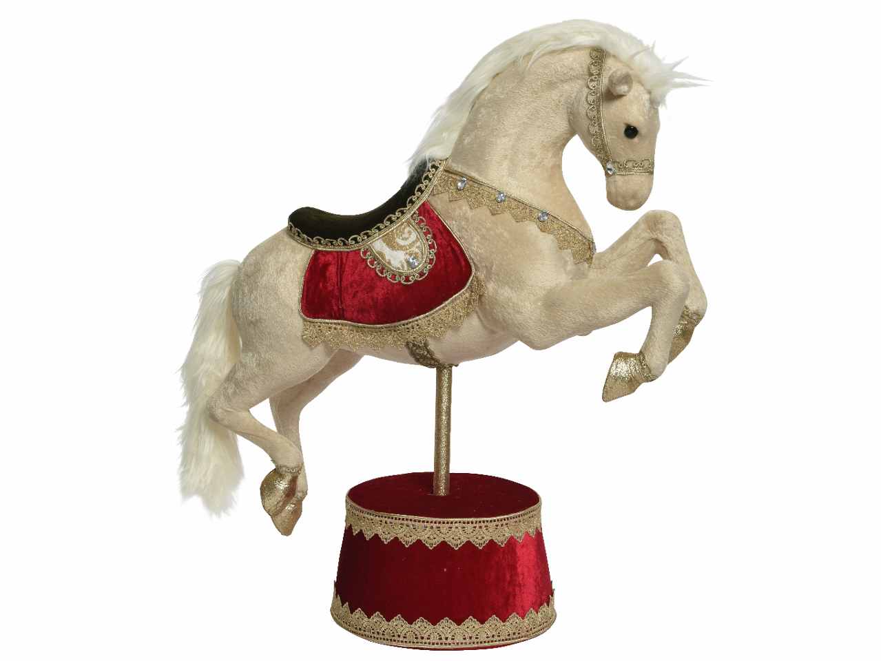 Cavallo crema su stand 55x26x66cm in poliestere